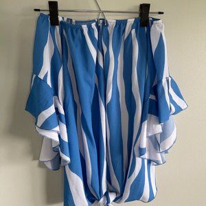 Asvivid Striped Printed Off The Shoulder Top | MED